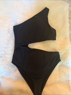 Beach Riot Black One-Shoulder Cutout One-Piece Swimsuit